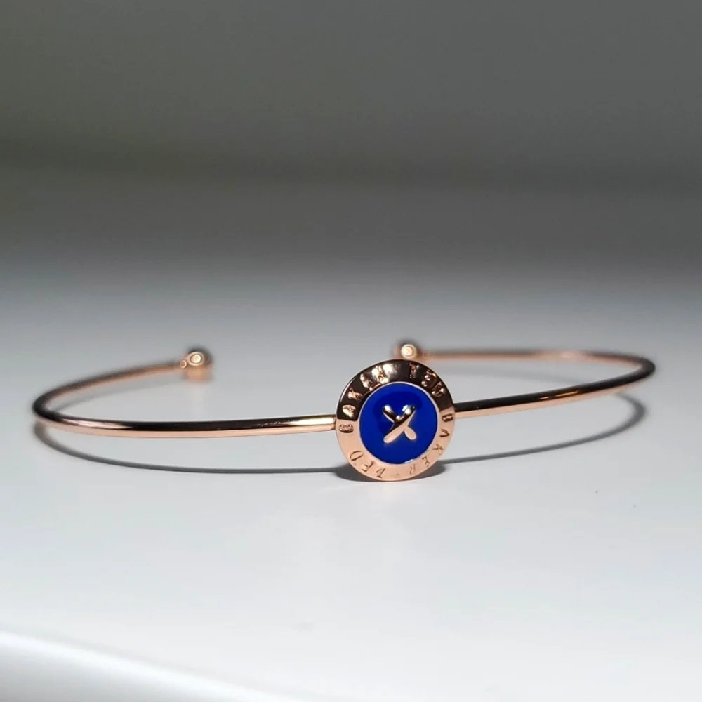 Ted Baker Elvas Rose Gold NAVY BLUE Mini Button Cuff